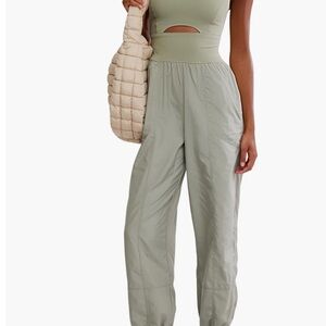 Free People Stylish Sage Green Jumpsuit